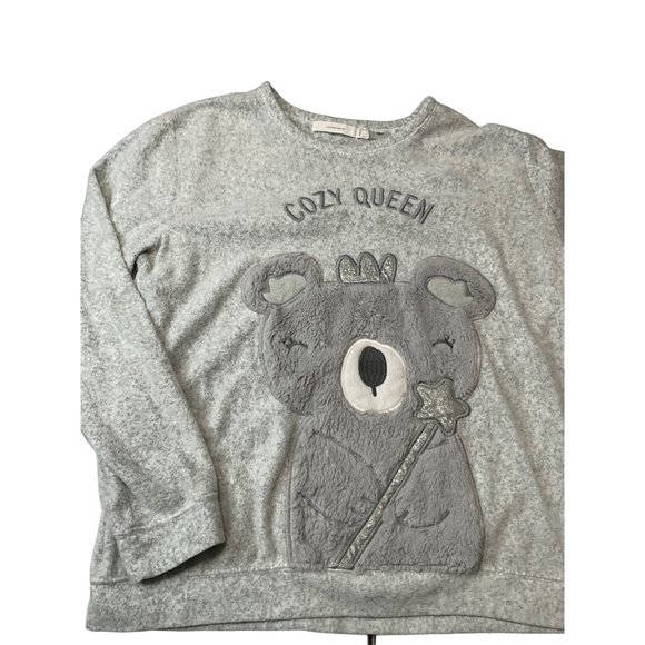 Cozy‎ Queen Bear Fleece Pullover Gray xL Women's - Picture 1 of 5